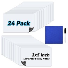 SBYURE 24 Pack Dry Erase Labels Stickers 3x5 inch Reusable Whiteboard White