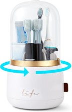 Toothbrush Holders with Cover for Bathrooms, 360 Rotating 7-Slot Draining Wa...
