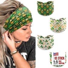 4 Pack St. Patrick's Day Headbands for Women - Green Shamrock Hair Band,
