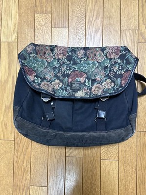 PORTER Yoshida x BEAMS BOY Floral Messenger Shoulder Bag Black Canvas Japan Rare