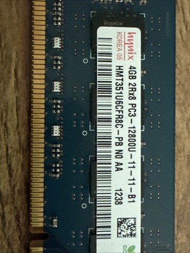 4 x HYNIX 4GB 2Rx8 PC3-12800U HMT351U6CFR8C RAM Memory - Afbeelding 3 van 7