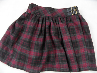 MATALAN schöner karierter Wollrock bordeau grau Gr. 6-7 J NEU