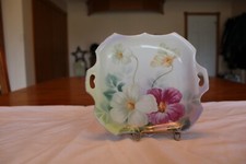Prov Saxe ES Germany Vintage Floral Double Handle Small Cake Serving Platter