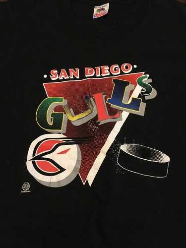 RARE Vintage San Diego Gulls Youth Tee Shirt Black Hockey 90s - Picture 2 of 4