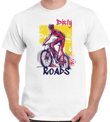 Mens Mountain Bike Biking Bicycle Downhill T-shirt Tee Mud Dirty Roads  Unisex UK