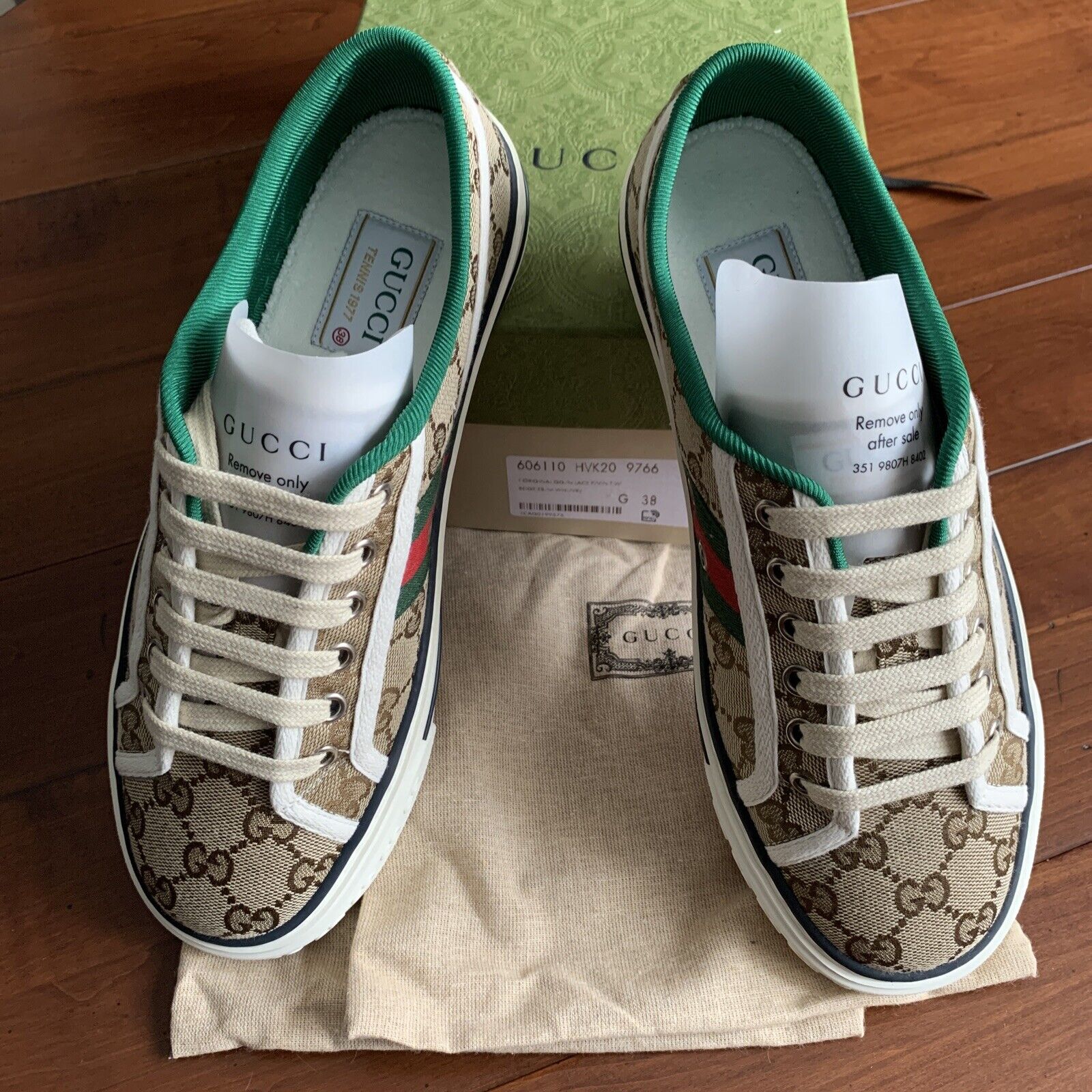 New Gucci Tennis 1977 GG Canvas Size 38 Brown Shoes Sneakers 2 Dust Bags | eBay