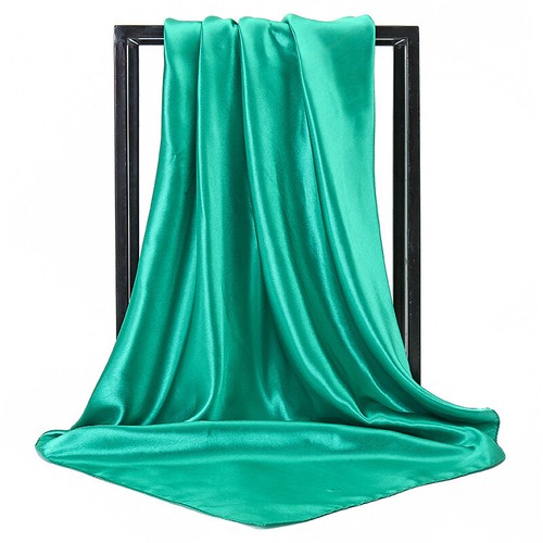 90cm Satin Women's Squre Headscarf Simulation Silk Plain Flight Attendant Scarf - Picture 18 of 48