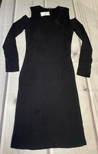 Lane Bryant Cold Shoulder Shift Dress Size 14/16 Black Long Sleeve Knit Sweater