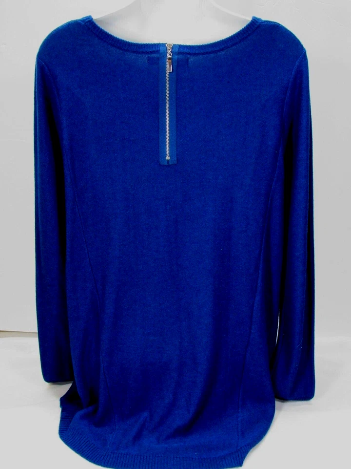 Top Two Twenty Five azul marino mezcla de cachemir L [38 busto 28L] imitación espalda cremallera suave Foto 2 de 4