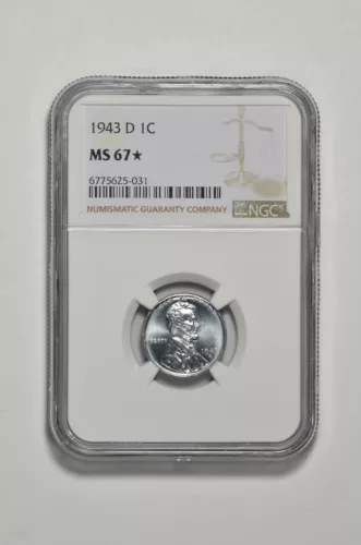 1943 D 1c Lincoln Steel Wheat Cent NGC MS 67 Star - Top Pop For Star 4/0