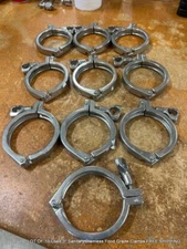 LOT OF 10 Used 3" Sanitary Stainless Food Grade Clamps FREE SHIPPING