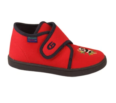 Grunland Junior pantofola alta strappo tela sottopiede pelle BIMBO rosso SLAM PA