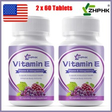 Double Strength Vitamin E Tocotrienols - 180 mg 400 IU 2 x 60 Capsules 