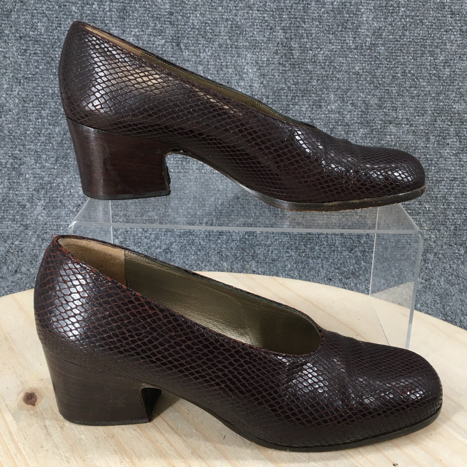 Yves Saint Laurent tacchi pompa donna 7 5 m marrone pelle di serpente comfort casual