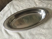 Schwere Edelstahl Schale Platte Servierschale Servierplatte Royal BB oval silber