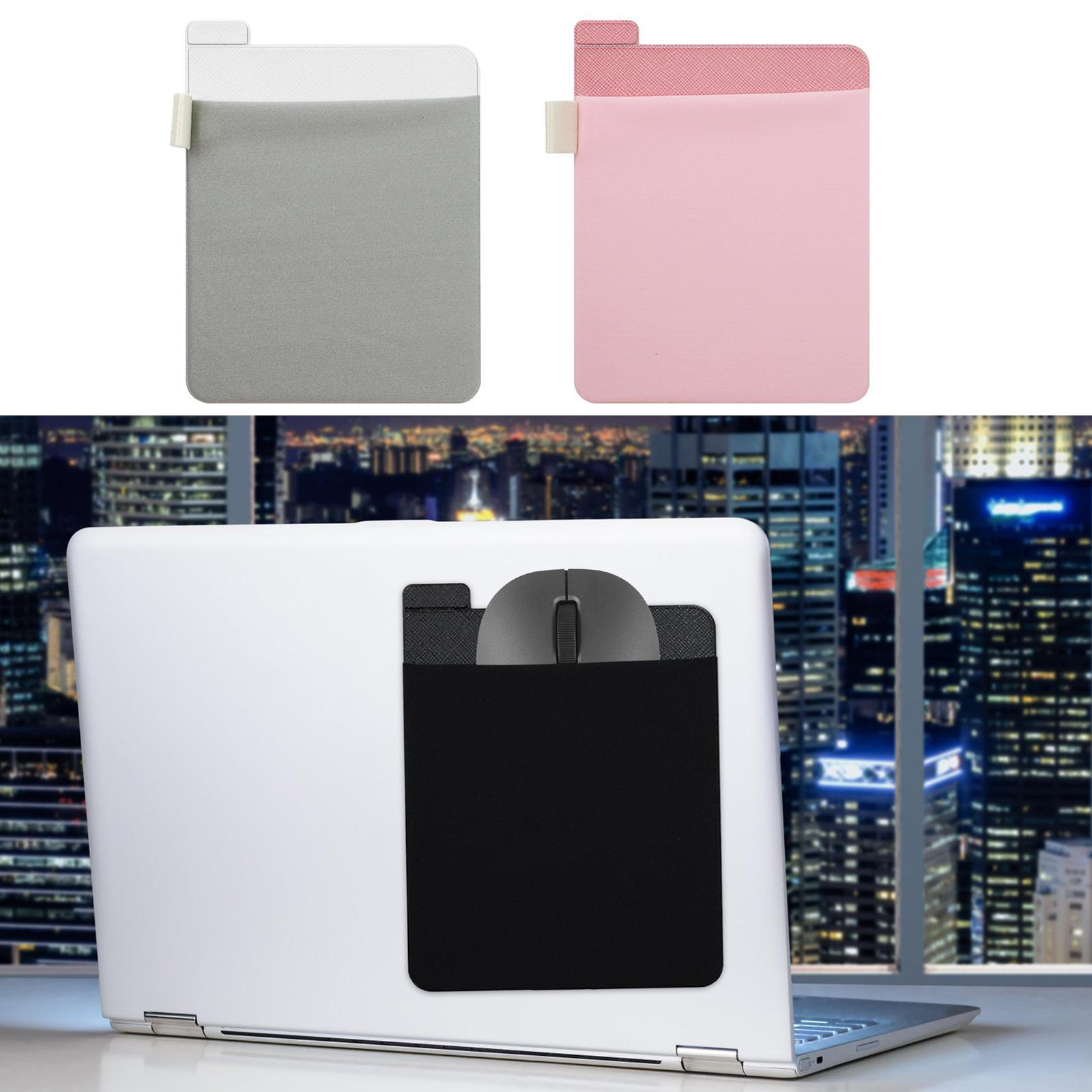 External Hard Drive Holder Adhesive Laptop Back Storage Bag Reusable Storage-image