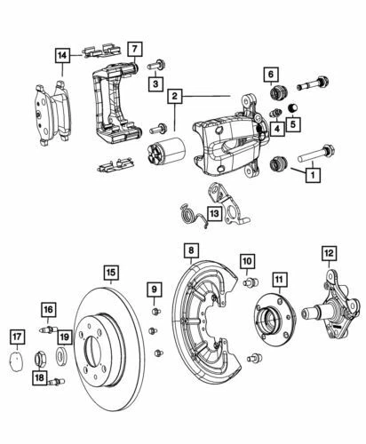 Genuine Mopar 2014 Fiat 500 Disc Brake Caliper Assembly Driver Side 68240709AA