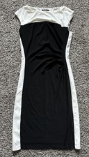 CHAPS Women’s Dress - Black and White Color Block - Sleeveless - Stretch Size S