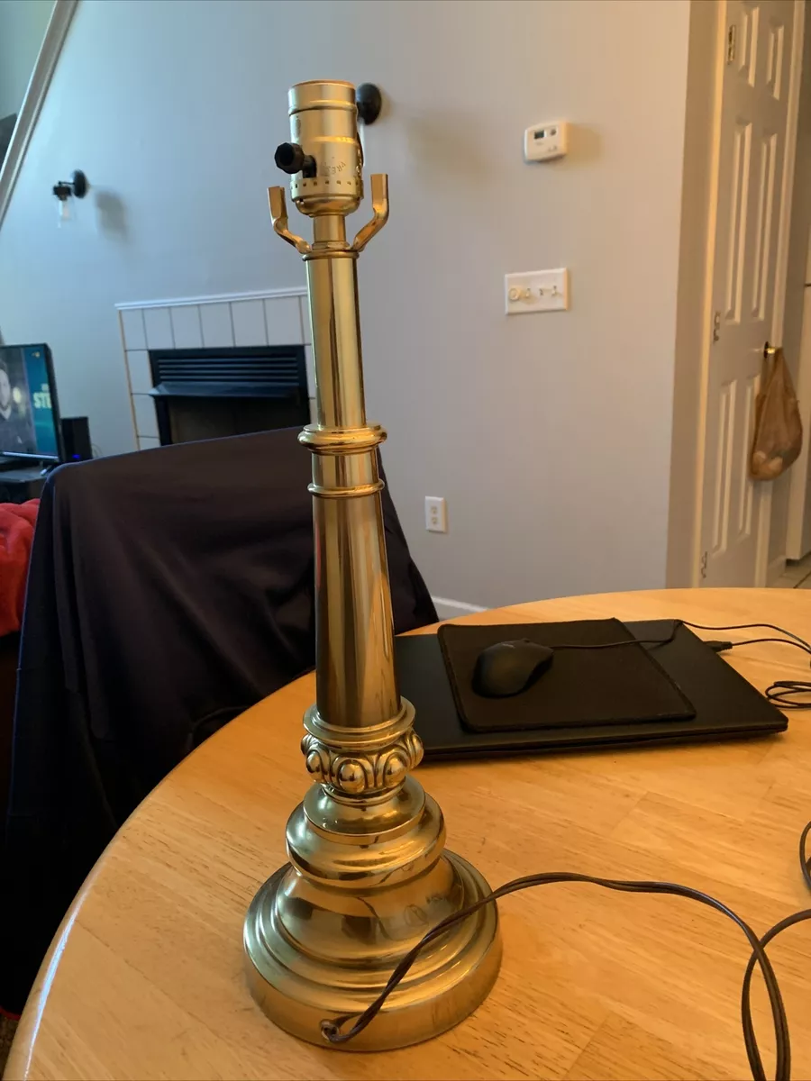 Vintage 80 s Mercury Gold Brass Table Lamp 19 x 6 Heavy Elegant