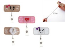 RN Embroidery Bandage Nurse ID Badge Retractable Reel with Alligator clip Large