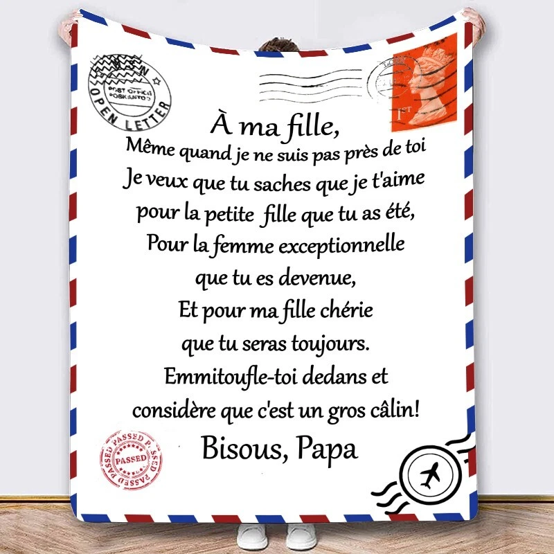 French Letters Blanket To My Son In French Warm Throw Blanket for Bed Sofa Gift - Image 2 of 4