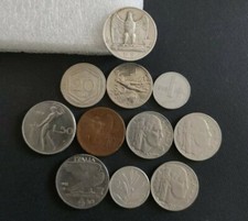 LOTTO SET STOCK N. 11 MONETE ITALIA  ITALIANE CON UNA 1 IN ARGENTO  5 LIRE  1927