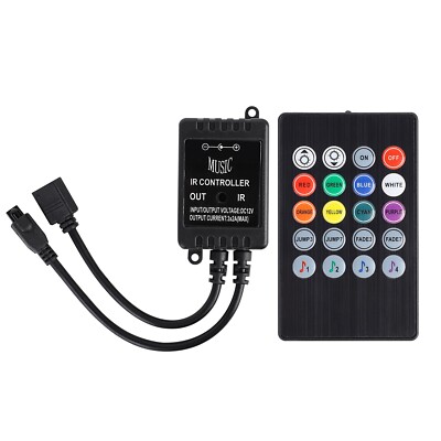 Music Remote Controller for RGB LED Strip Light Sound Sensor IR Dimmer Control