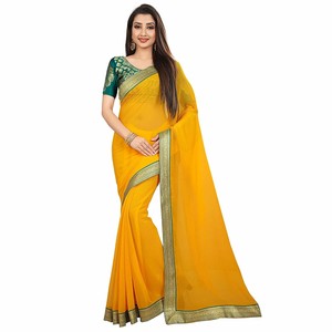 plain saree with lace border