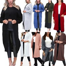 Women Knitted Chunky Cardigan Oversized Balloon Sleeve Ladies Long Maxi Cardigan