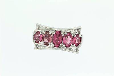 925 SS rosa Turmalin / weißer Topas Ring (1,65 cts)