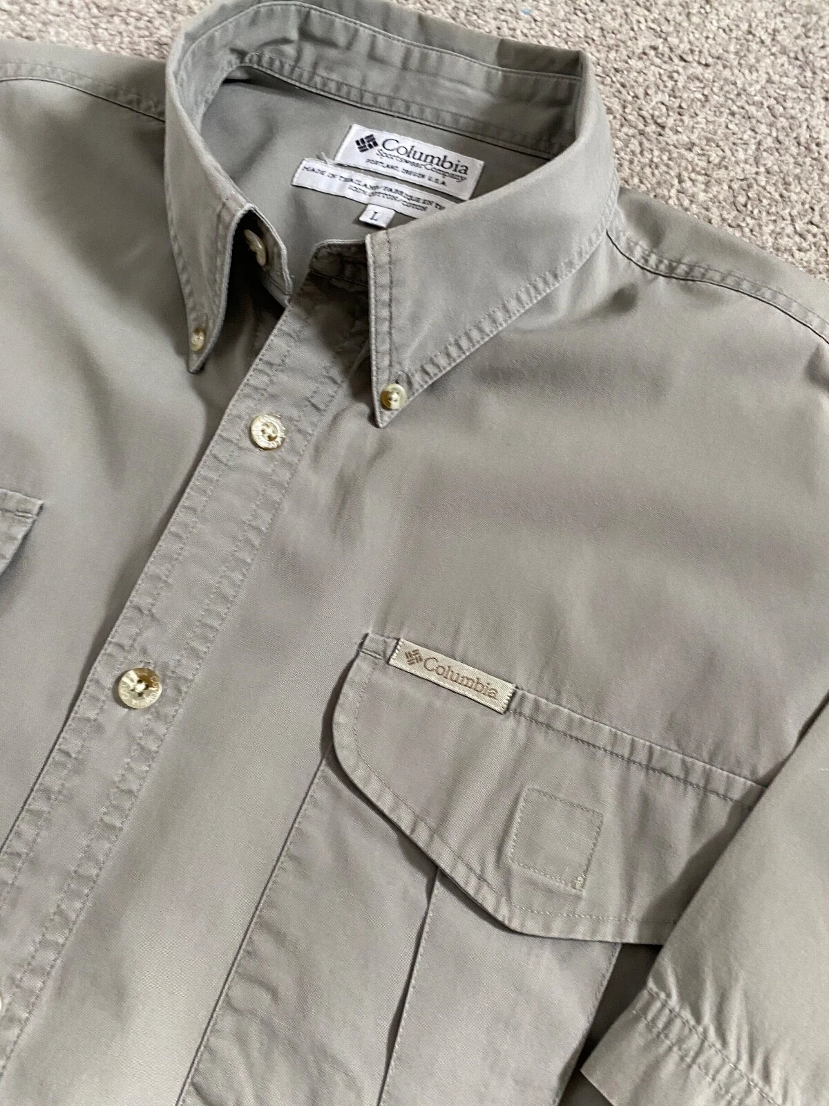 FANTASTIC COLUMBIA HIKING PUTTY SHORT SLEEVE SHIRT L LARGE