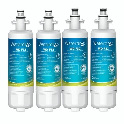 Waterdrop Refrigerator Water Filter, Replacement for LG® LT700P®, Pack of 4