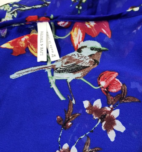 Live 4 Truth Kimono Mujer 2X Azul Floral Mariposa Pájaro Naturaleza Cubierta Bata Playa - Imagen 4 de 7