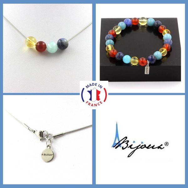 Steine Und MinéRaux. Satz Armband Halskette Perlen Sodalith +Aquamarin+A-image
