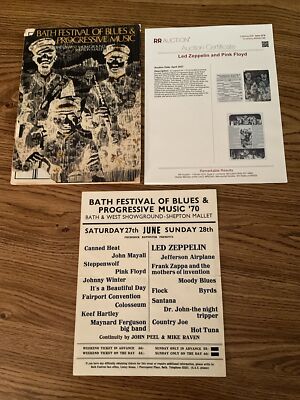 Led Zeppelin & Pink Floyd original 1970 UK handbill + program in very good cond