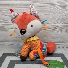 Skip Hop Fox Plush Baby Toy Beads Rattle Crinkle Ear Stuffed Animal Plushie READ