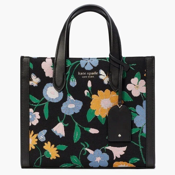 Kate Spade Manhattan Floral Jacquard Large Tote - Black - Totes