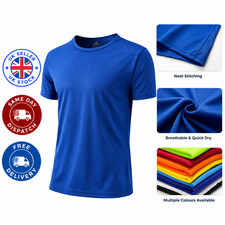 Mens Quick Dry Sports T Shirt Gym Running Fitness Breathable Workout Tee UK
