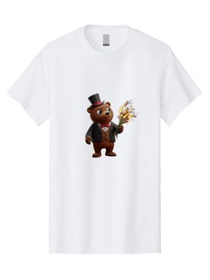 Bear-In-Tuxedo Mens Graphic Tee, 100% Cotton, Casual Summer Wear