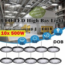 10 Pack 500W UFO LED High Bay Light Industrial Factory Warehouse Shop Commercial