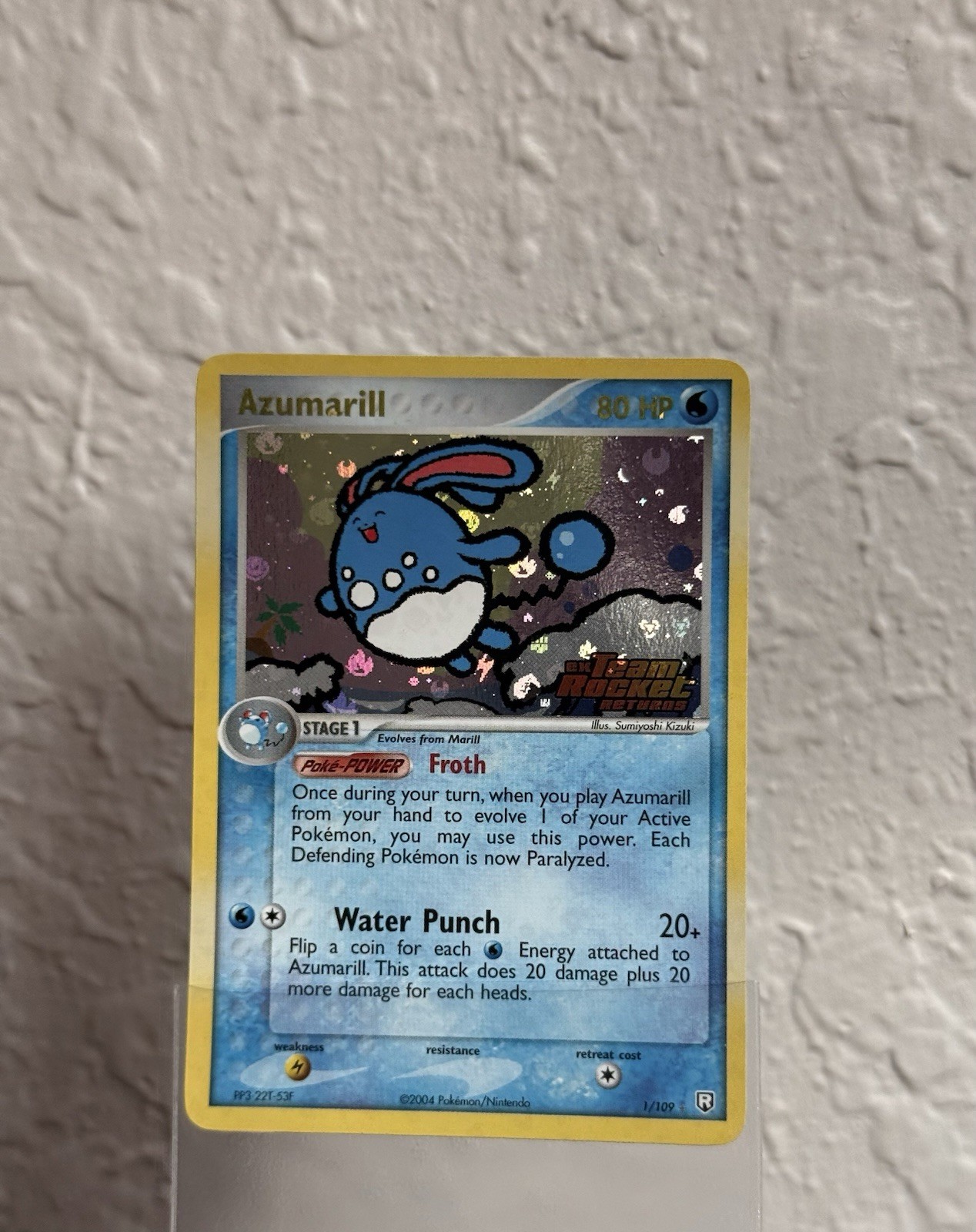 Pokemon TCG - Azumarill Team Rocket Returns 1/109 Reverse Holo Rare Stamped NM