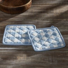 Annie Buffalo Check Blue Pot Holder Set of 2 8x8 VHC Brands