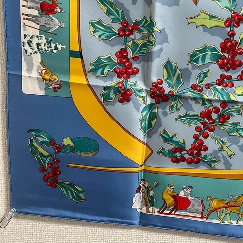 HERMES Bufanda de Seda Carre 90 Neige d'Antan Azul Claro 90x90cm Accesorio de Moda - Imagen 6 de 10