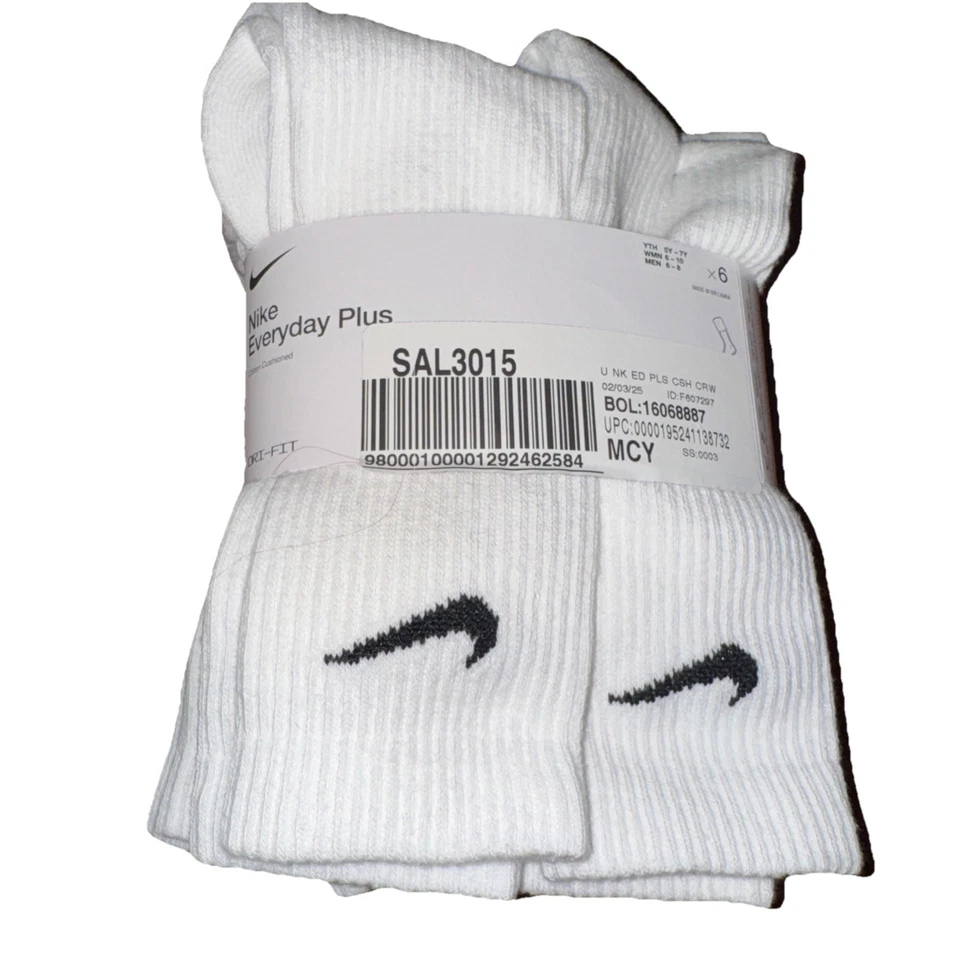 Paquete de 6 calcetines acolchados Nike Everyday Plus 5Y-7Y M6-8 W6-10 Foto 3 de 4