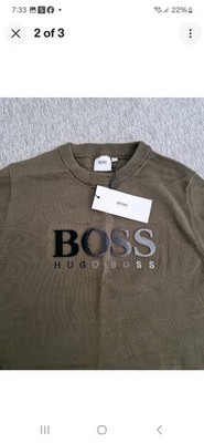 hugo boss boys green sweater with logo 