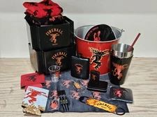 Fireball Whiskey Promo LOT Bucket Trays Shaker Flask Lighter Shot Darts Opener +