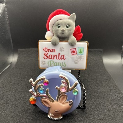 Bath & Body Works Dear Santa Paws Cat Wallflower Plug & Reindeer Visor Clip Set