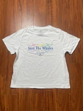 Sea Shepherd Save The Whales T Shirt Womens Size Large Cotton Short Sleeve 24x21