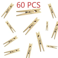 60 PCS Wood Wooden 2.8'' Clothespins Laundry Clothes Pins Crafts Photos Pins US