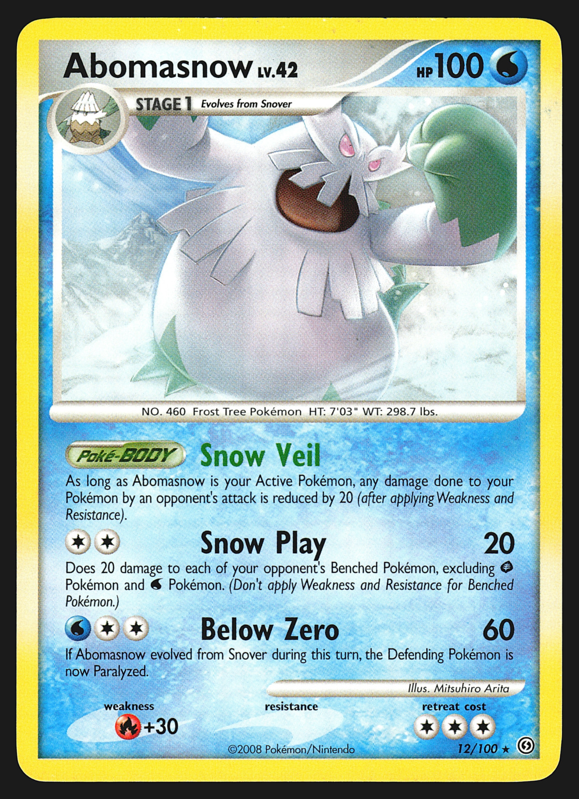 Abomasnow 12/100 Diamond & Pearl Stormfront Pokemon Card LP